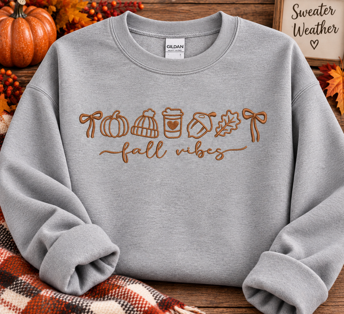 🍂 Fall Vibes Embroidered Sweatshirt 🍂